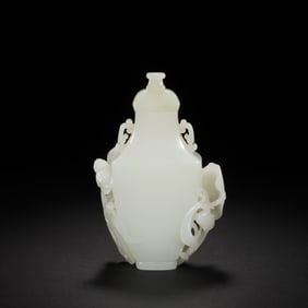 Jade Carved Lotus Flower Vase