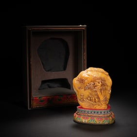 Shoushan Tianhuang Carved Pine Tree and Character Pattern Ornament