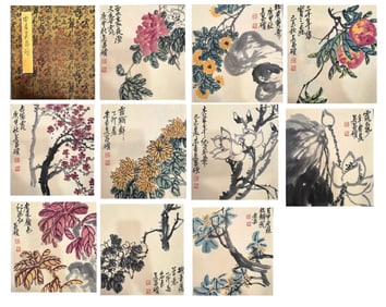 Chinese Drawing Flower Painting Album,Wu Changshuo Mark