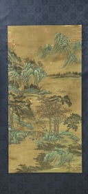 Chinese Drawing Landscape Silk Painting,Qiu Ying Mark