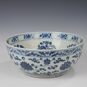 Blue and White Flower Pattern Porcelain Bowl