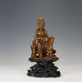Shoushan Carved GuanYin and Child Figure