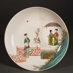Wucai Character Story Pattern Porcelain Plate