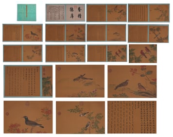 Chinese Drawing Flower and Bird Painting Album,Lang Shining Mark