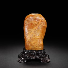 Shoushan Tianhuang Carved Pine Tree and Character Pattern Ornament