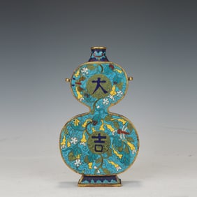 Bronze Cloisonne Carved Gourd Pattern Gourd Shape Vase