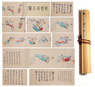 Chinese Drawing Flying Beauty Hand Scroll,Zhang Daqian Mark