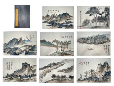 Chinese Drawing Landscape Painting Album,Zhang Daqian Mark