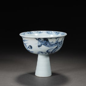 Blue and White Dragon Pattern Porcelain High Foot Cup