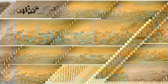 Chinese Drawing Landscape Hand Scroll,Zhang Daqian Mark