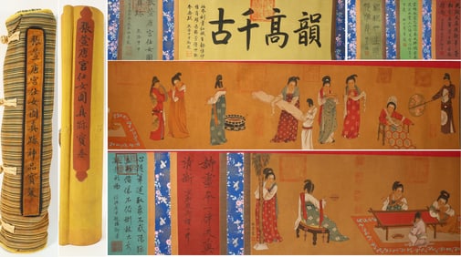 Chinese Drawing Character Story Hand Scroll,Zhang Xuan Mark