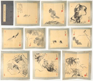 Chinese Drawing Flower and Bird Painting Album,Ba Dashanren Mark