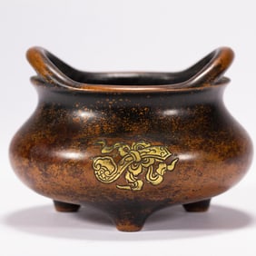Bronze Sprinkling Gold Carved RuYi Pattern Incense Burner