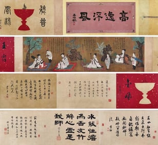 Chinese Drawing Character Story Hand Scroll,Sun Wei Mark