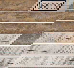 Chinese Drawing Character Story and Landscape Hand Scroll,Zhang Zerui Mark