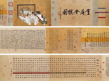 Chinese Drawing Character Story Hand Scroll,Zhou Wenju Mark