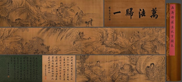 Chinese Drawing Buddha Story Hand Scroll,Shi Tao Mark