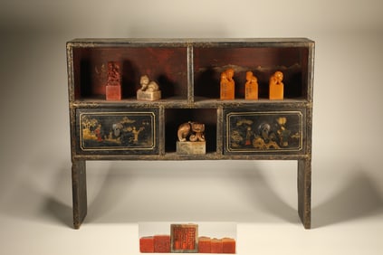 Group of Six Shoushan Tianhuang Carved Beast Stone Seal