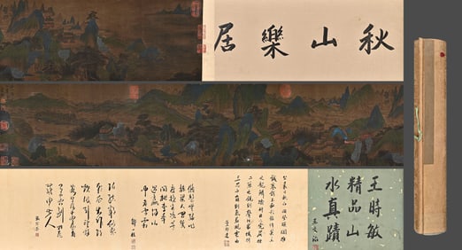 Chinese Drawing Landscape Hand Scroll,Wang Shimin Mark