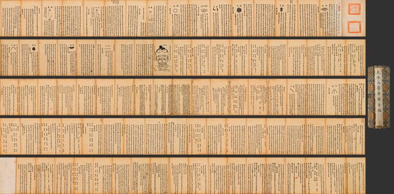 Chinese Writing Medical Related Calligraphy Hand Scroll,Wu Qian Mark
