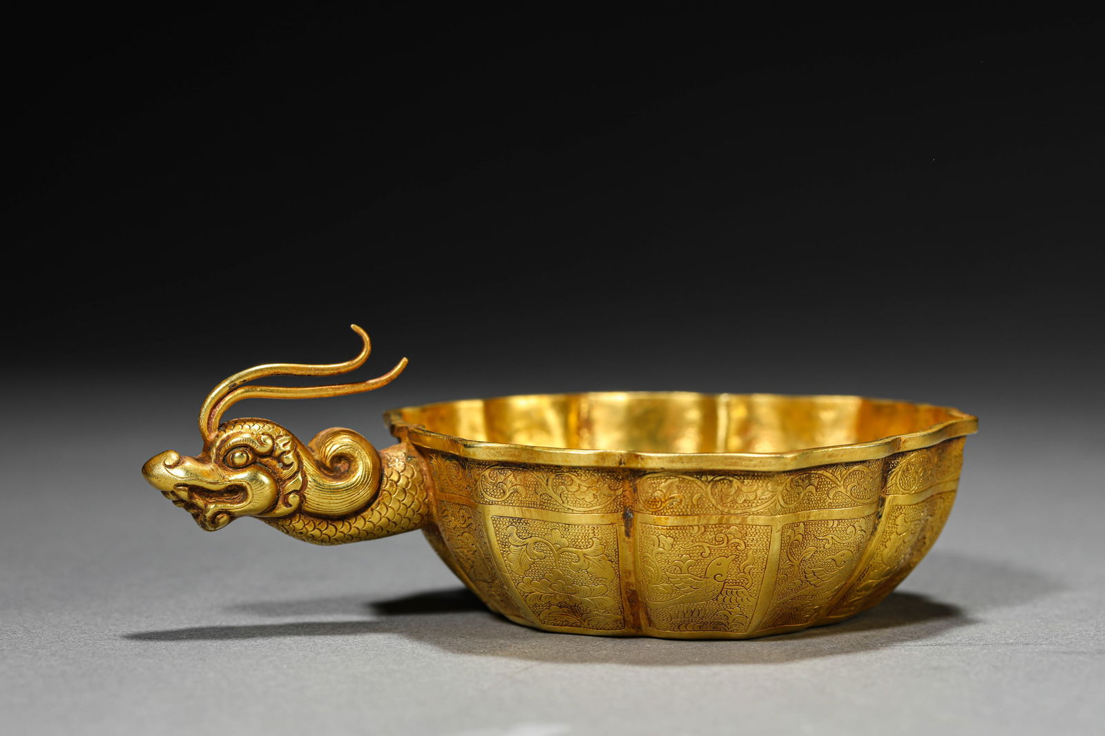 A Gilt-Bronze Dragon Lobed Cup (1 of 7)