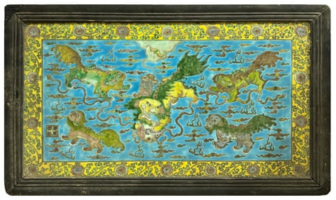 A SANCAI 'LION'HANGING SCREEN