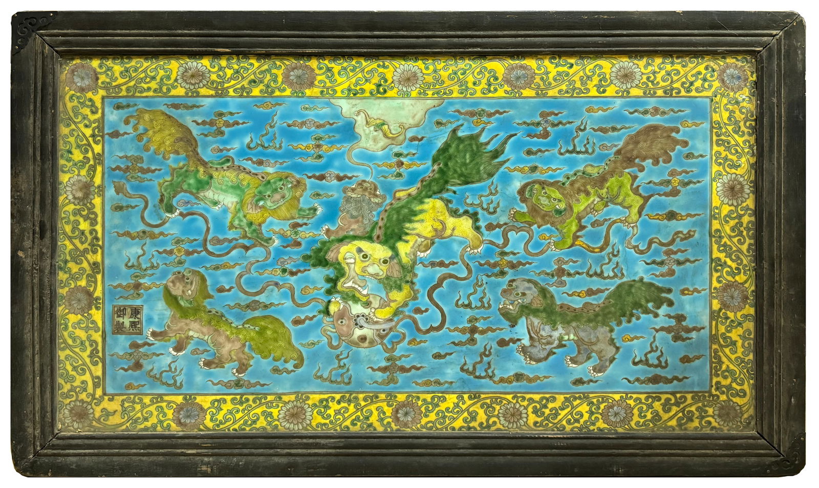 A SANCAI 'LION'HANGING SCREEN