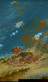 A CHINESE HAND PAINTING,LANG SHINING MARK