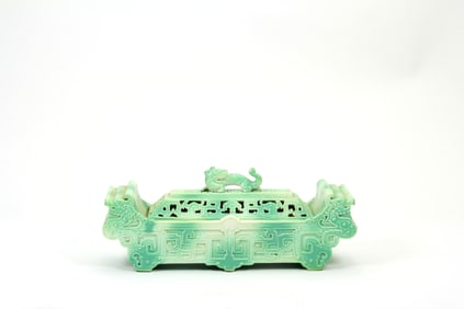 A TURQUOISE GLAZED INCENSE BURNER