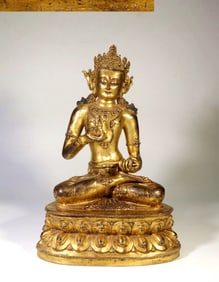 A GILT BRONZE FIGURE OF MAHA-PRATISARAH