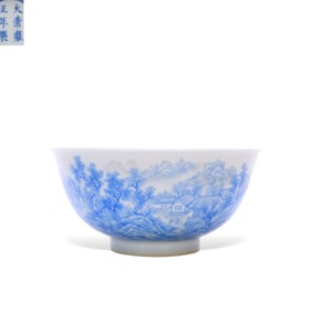 A GLASS 'LANDSCAPE' BOWL