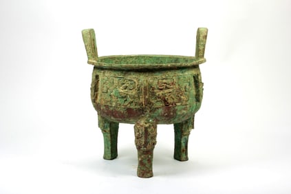 A BRONZE ‘BEAST-FACETED' DING-SHAPED INCENSE BURNER