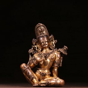 A GILT BRONZE FIGURE OF SAKRA-DEVANAM-LNDRA