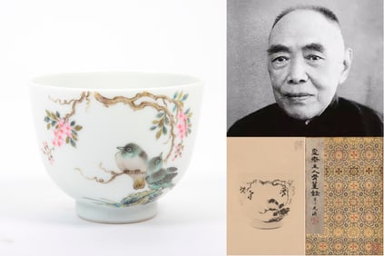 A FAMILLE ROSE 'FLORAL AND BIRD' CUP