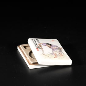 A FAMILLE ROSE 'GOLD TOAD'INK SLAB