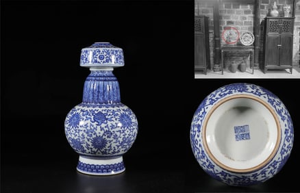 A BLUE AND WHITE 'FLORAL'EWER