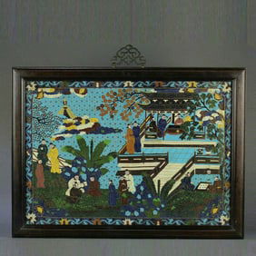 Bronze Cloisonne Carved Character Story Pattern Wall Panel