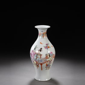 Famille Rose Character Story Pattern Porcelain Vase