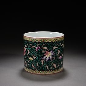 Famille Rose Flower Branch Pattern Porcelain Brush Pot