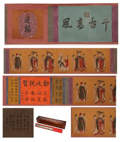 Chinese Drawing Character Story Hand Scroll,Yan Liben Mark