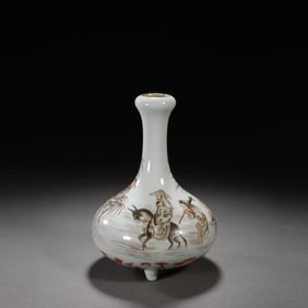 Ink Colored Character Story Pattern Porcelain Vase