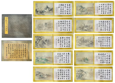 Chinese Drawing Landscape Painting Album,Wang Hui Mark