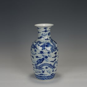 Blue and White Cloud and Dragon Pattern Porcelain Vase