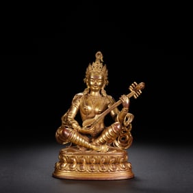 Gilt Bronze Sarasvati Figure