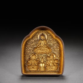 Gilt Bronze Carved GuanYin Pattern Ornament
