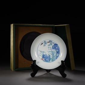 Doucai Orchid and Stone Pattern Porcelain Plate