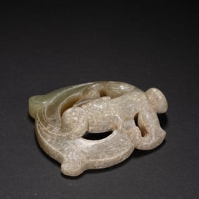 Jade Carved Dragon Shape Bi