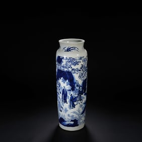 Blue and White Character Story Pattern Porcelain Pot