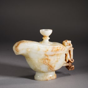 Jade Carved Chi Dragon Shape Cup
