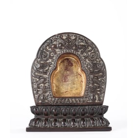 Agarwood Carved Dragon Pattern Buddha Niche